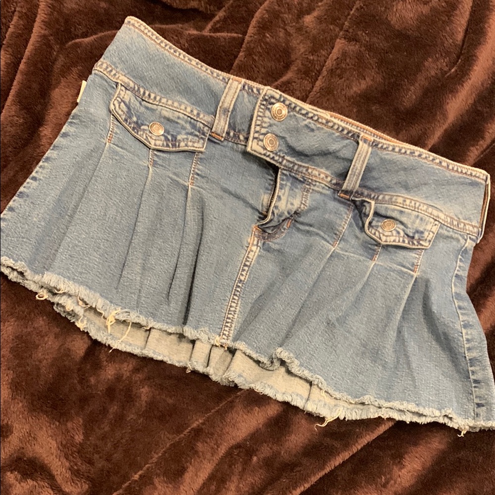 Distressed Denim Mini Skirt